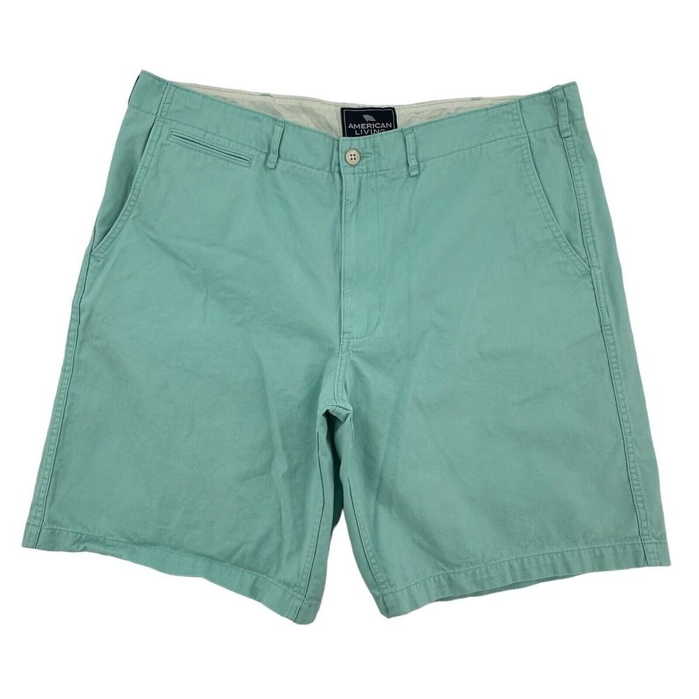 American Living Mens Size 40 Seafoam Green Chino Shorts Cotton Flat Front Casual